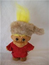 Russ Troll Doll Coonskin Cap Fringed Jacket Yellow Hair - £7.26 GBP