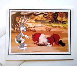 Bugs Bunny Elmer Fudd A Wild Hare Greeting Card 1992 Unused Vintage Cartoon Art - £15.45 GBP