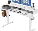 Electric Standing Desk Height Adjustable With Double Drawer Storage Shel... - $315.99