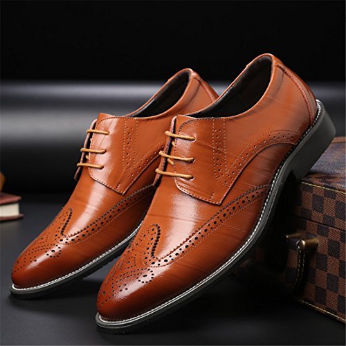 Men's New Tan Color Wing Tip Brogue Toe Genuine Leather Laceup Shoes US 7-16