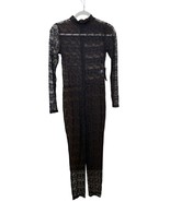 NEW Black Lace Long Sleeve Jumpsuit Sheer Floral Size L Junior Whimsigot... - $22.72