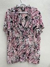 Womens Studio 1940 Shirt Size 22/24 Pink Paisley Sheer Short Sleeve Button Up - £7.62 GBP