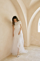 White Floor Length Tulle Skirt with Train White Bridal Tutu Skirt Wedding Outfit image 3