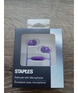 NEW ~ Staples Earbuds with Microphones, Purple - £10.65 GBP