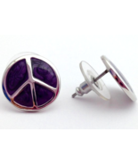Lauren G Adams Girls 10mm Post Peace Sign Earrings in Purple Enamel EB-5... - £19.50 GBP