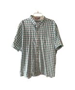 Tommy Bahama Linen Blend Short Sleeve Button Shirt XL Green Purple Check - $31.50