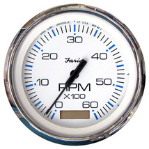 Faria Chesapeake White SS 4&quot; Tachometer w/Hourmeter - 6000 RPM (Gas)(Inb... - £119.22 GBP