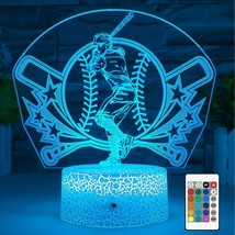 Baseball Night Light For Kids, Baseball 3D Illusion Lamp 16 Colors Changes With  - £23.72 GBP