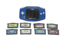 Gameboy Advance Handheld Game System Blue with 8 Game Cartridges - £66.10 GBP