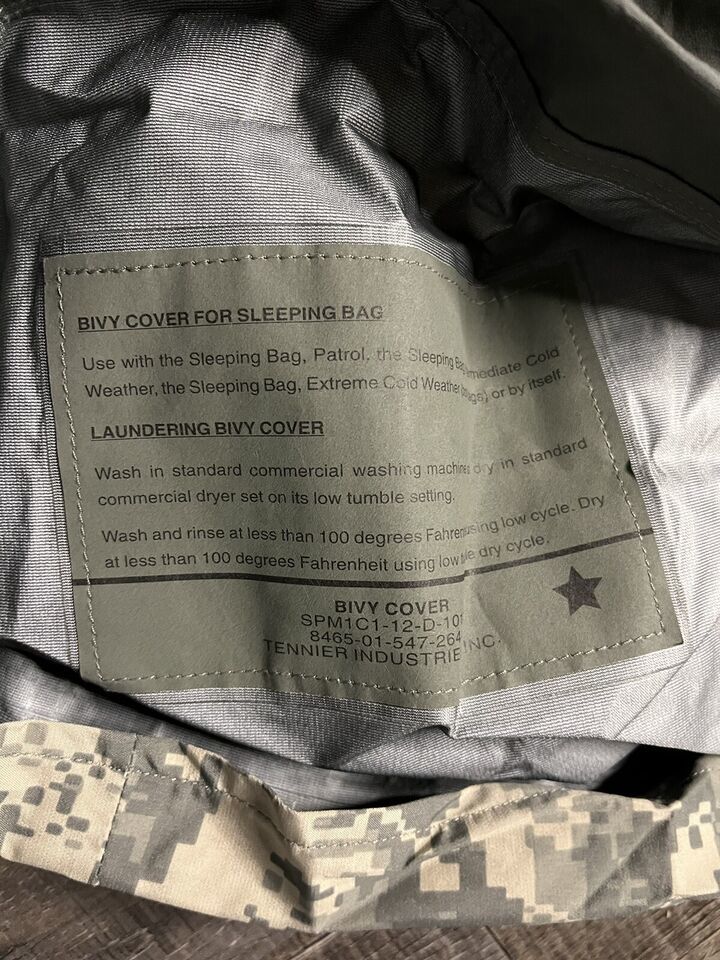 Tennier Industries Camo Bivy Cover For Sleeping Bag 8465-01-547-2644 NIOP Item image 7