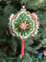 Vtg 4” SATIN Push Pin Beaded Sequin Pearl Christmas Ornament MINT (50+ for sale) - £30.37 GBP