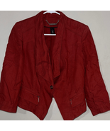White House Black Market Rust Linen Long Sleeve Cropped Jacket 2 - $540.23 MXN