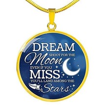 Express Your Love Gifts Dream Shoot for The Moon Circle Necklace Stainless Steel - £33.42 GBP