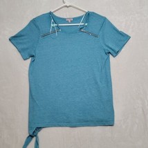 Juicy Couture Women’s Top Size L Turquoise Soft with Rhinestones - $23.87