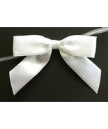 48 count. Pre-Tied WHITE 2&quot; Satin GIFT BOWS Wire Ties Ready-to-Use 3/8&quot; ... - $14.69