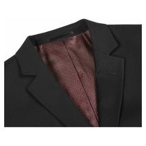 Men RENOIR suit Solid Two Button Business, Formal Slim Fit 2110-1 Black Stretchy image 4