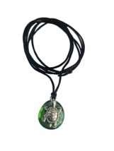 Green Gem Talisman Magick Lucky Metal Turtle Charm  Wealth Riches Succes... - $16.59