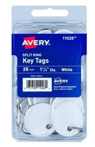 Avery Split Ring Key Tags, 1-1/4&quot; Diameter, White, 25 Tags (11028) - £5.45 GBP