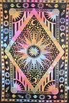 Traditional Jaipur Tie Dye Sun-Moon Celestial Tapestry, Astrological Wall Hangin - £18.80 GBP