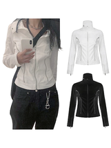 Y2k Women&#39;s Zippered Jacket, Lapel Long Sleeved Jacket, Gothic Top Jacket - £12.39 GBP+