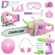 Kids Construction Tool Set For 3 4 5 6 7 Year Old Boys Girl, Pink Preschool Pret - £67.93 GBP