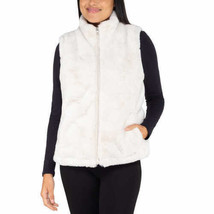 Nicole Miller Womens Faux Fur Exterior Reversible Vest Size Medium Color Ivory - £38.66 GBP