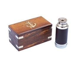 Nauticalmart Deluxe Class Chrome Scout&#39;s Spyglass Telescope 7&quot; W/ Rosewood Box - £32.80 GBP