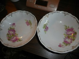 Weimar Germany Pink Roses Flowers Gold Trim Decorative Collectible Bowl 6&quot; SET 2 - £7.86 GBP