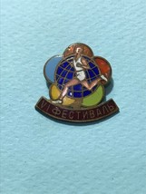 Enameled Pin Badge world festival of youth and students for peace MOSCOW... - £10.89 GBP