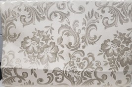 Fabric Tablecloth,60x84&quot;Rectangle,DAMASK Flowers On Off WHITE/BEIGE,CHARLOTTE,AL - £18.59 GBP