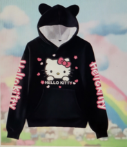 Hello Kitty Girls Hoodie with Ears – Black Graphic Sweatshirt – FAST SHIPPING - $24.99