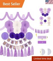 FIRST BIRTHDAY DECORATION SET Gold Cake Topper "One", Banner Fiesta Hang... - $33.24