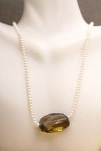 Vintage 16&quot; Fine Jewelry Faceted Olivine Greenish Yellow Quartz Pendant ... - $24.99