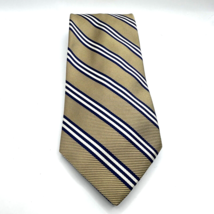 Brooks Brothers 346 Gold Navy Striped Repp 100% Silk Tie Made in USA 4&quot; x 59&quot; - £16.50 GBP
