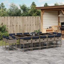  Patio Dining Set Set of 14 Gray PE Rattan Large - $2,224.56 CAD