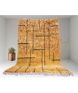 Morocco rug Area Brown Handmade Carpet Oriental Minimalist woolen Mustar... - £333.43 GBP