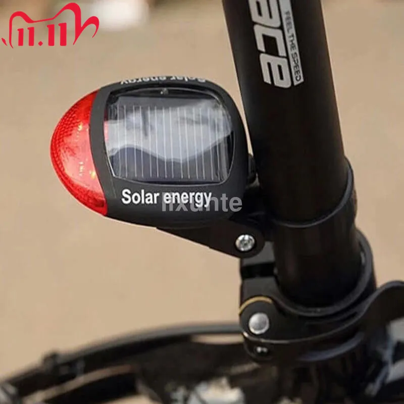 Cycling Solar Bike Taillight Solar Power Energy LED Bicycle Rear Light Safety - £8.54 GBP