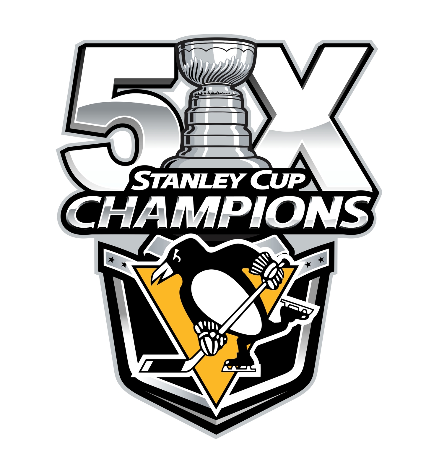 Pittsburgh Penguins 5 Times Stanley Cup Champions Decal / Sticker Die cut - $2.96+