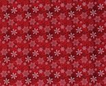 Cotton Christmas Snowflakes Snow Red Fabric Print by Yard D406.57 - $13.95