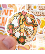 50 PCS Groovy Hippie Sticker Pack, Peace and Love Stickers, Positive Vib... - £10.77 GBP