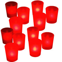 12 RED Led Tea Light Votive Flameless Battery Candles Wedding Party Roma... - $19.94