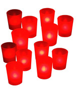 12 RED Led Tea Light Votive Flameless Battery Candles Wedding Party Roma... - £16.50 GBP
