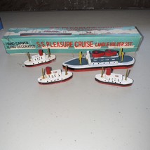 SS Pleasure Cruise Candle Holder Set Hand Carved 1950s NOS Vintage Birth... - $737.95 MXN