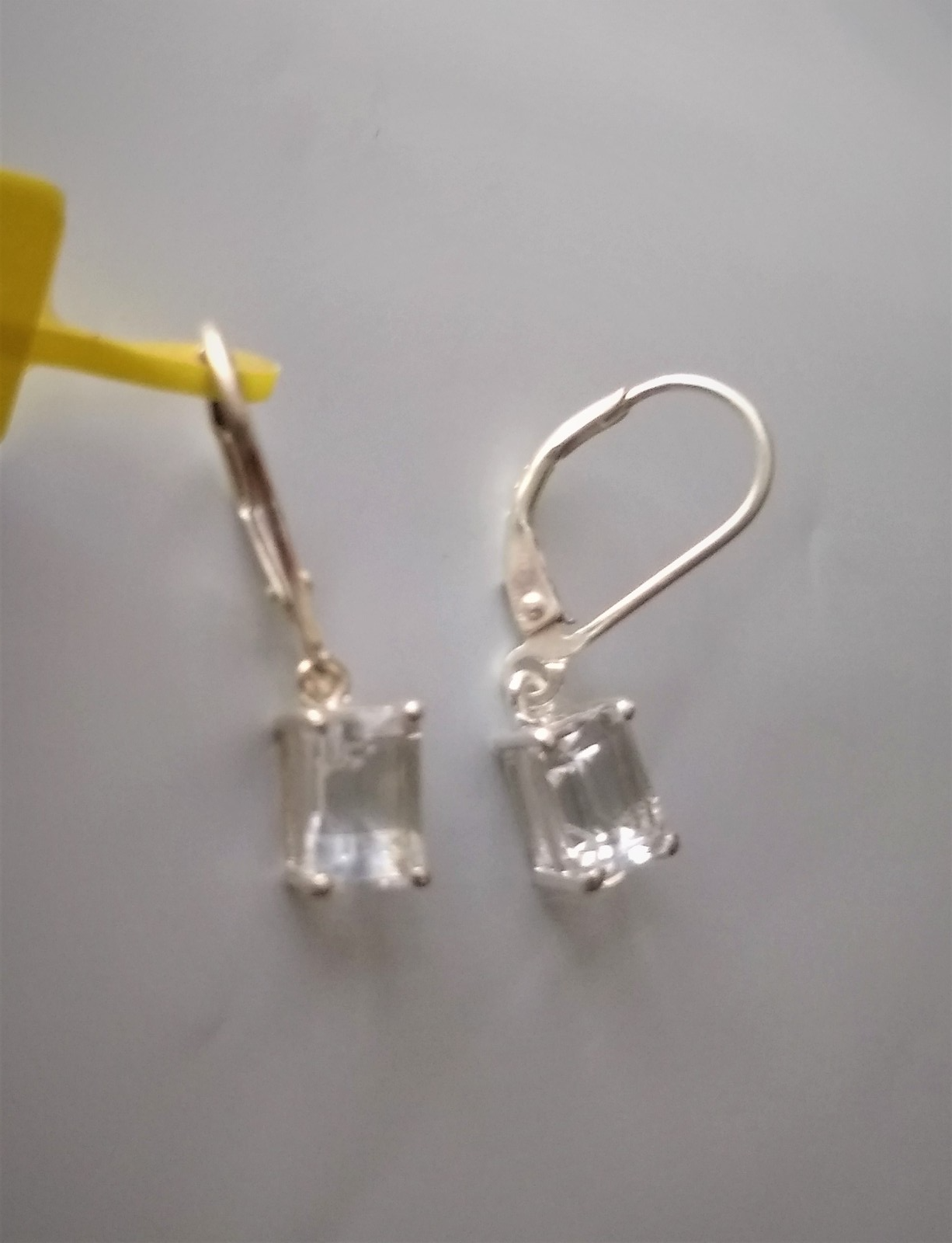 WHITE TOPAZ OCTAGON SOLITAIRE LEVER BACK EARRINGS, STERLING, 2.45(TCW) - $39.99