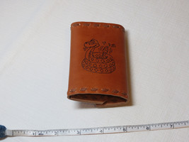 Handmade leather key holder brown brown stitching 3.5&quot; X 2.5&quot; Rattle Snake - £10.92 GBP