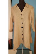 Soft Surroundings Tan Beige Top Size L Asymmetric Hem Shirt Fancy Button... - £21.20 GBP