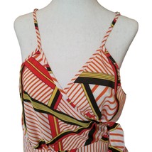 Wrap Shirt Tank Blouse Sleeveless Curvy  Size XL  12-14 Womens Geometric Peplum - £18.03 GBP