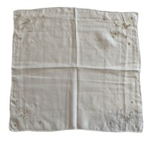Handkerchief White Hankie Floral Flowers 11x11.5” - £5.65 GBP