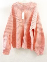 NWT A New Day Women&#39;s Long Sleeve Crochet Sweater, Pink, L MSRP: $25 - £13.42 GBP