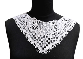 1 pc White Crochet Neckline Collar Lace Patch Appliques A327 - £6.36 GBP